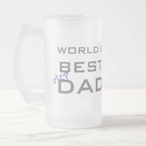 Worlds Best Stepdad Custom Frosted Glass Beer Mug