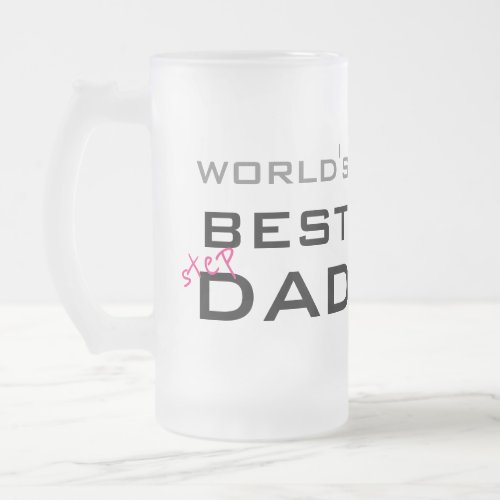 Worlds Best Stepdad Fathers Day Custom Frosted Glass Beer Mug