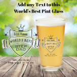 Worlds BEST STEPDAD - Personalized BEER PINT GLASS<br><div class="desc">Men love their beer and they will love it even more in this class personalized PINT Glass. Add his  first or last name to create a unique keepsake gift.</div>