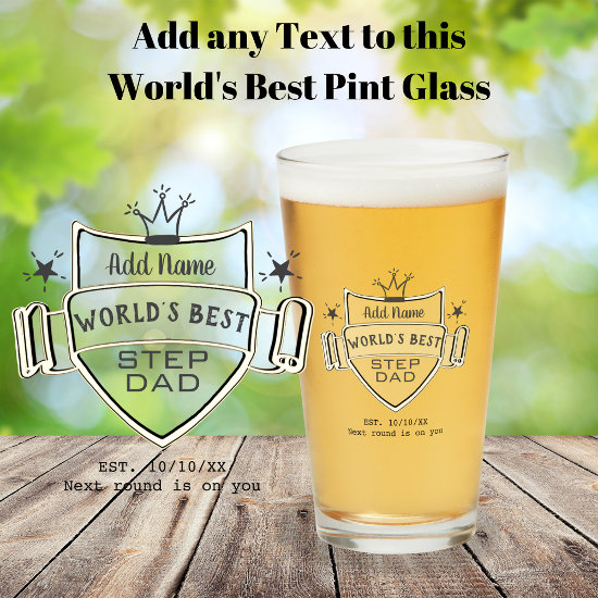 Worlds BEST STEPDAD - Personalized BEER PINT GLASS