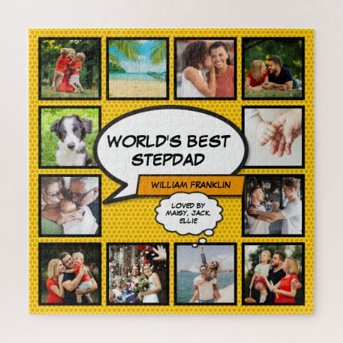 Worlds Best Stepfather Stepdad 12 Photo Comic Fun Jigsaw Puzzle