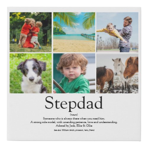 Worlds Best Stepfather Stepdad Definition 6 Photo Faux Canvas Print