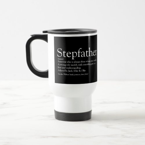 Worlds Best Stepfather Stepdad Definition Black Travel Mug