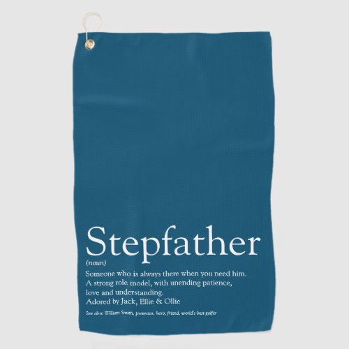 Worlds Best Stepfather Stepdad Definition Blue Golf Towel