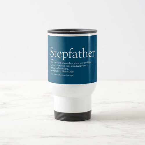 Worlds Best Stepfather Stepdad Definition Blue Travel Mug