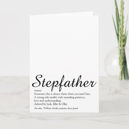 Worlds Best Stepfather Stepdad Definition Script Card