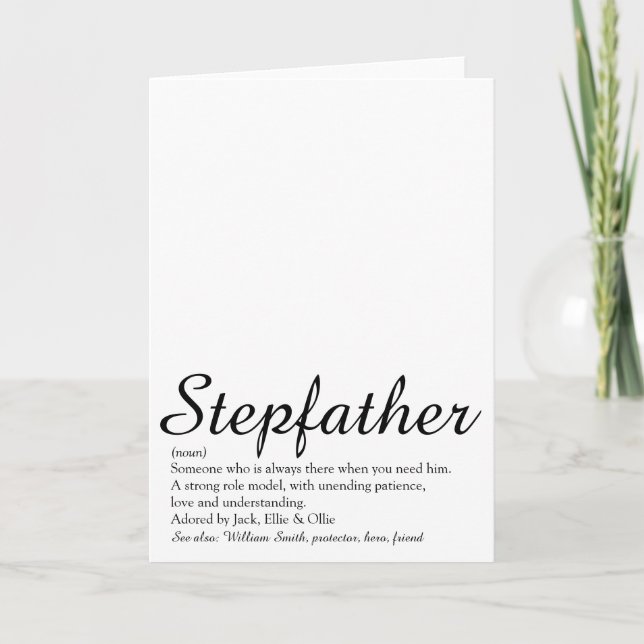 World's Best Stepfather, Stepdad Definition Script Card (Front)