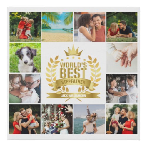 Worlds Best Stepfather Stepdad Photo Collage Faux Canvas Print