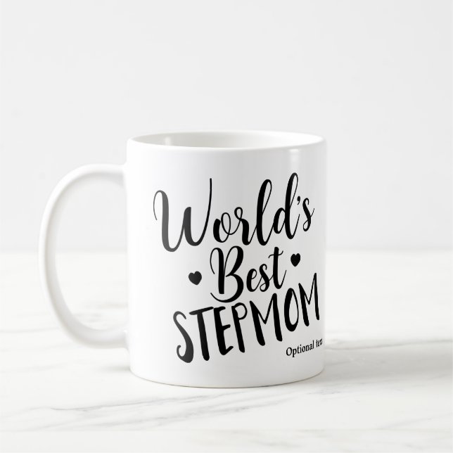 WORLD'S BEST STEPMOM Birthday Personalized Custom Coffee Mug (Left)