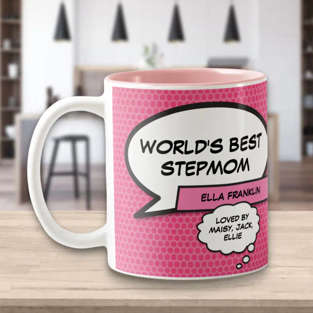 Worlds Best Stepmom Bonus Mom Fun Pink Two Tone Coffee Mug Zazzle