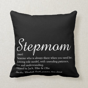 World's Best Stepmom, Stepmother Definition Script Throw Pillow
