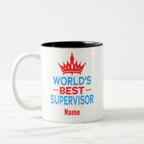 World's Best Supervisor, Custom Name Two-Tone Coffee Mug