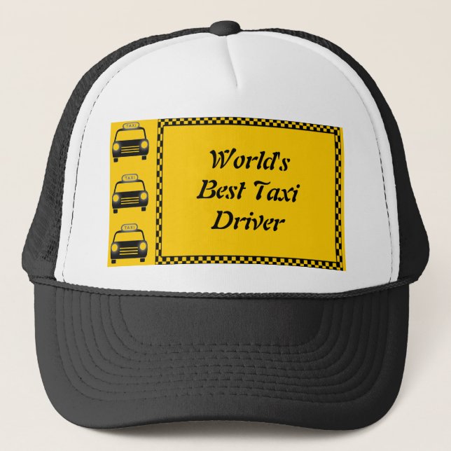 Worlds Best Taxi Driver Checkerboard Hat (Front)