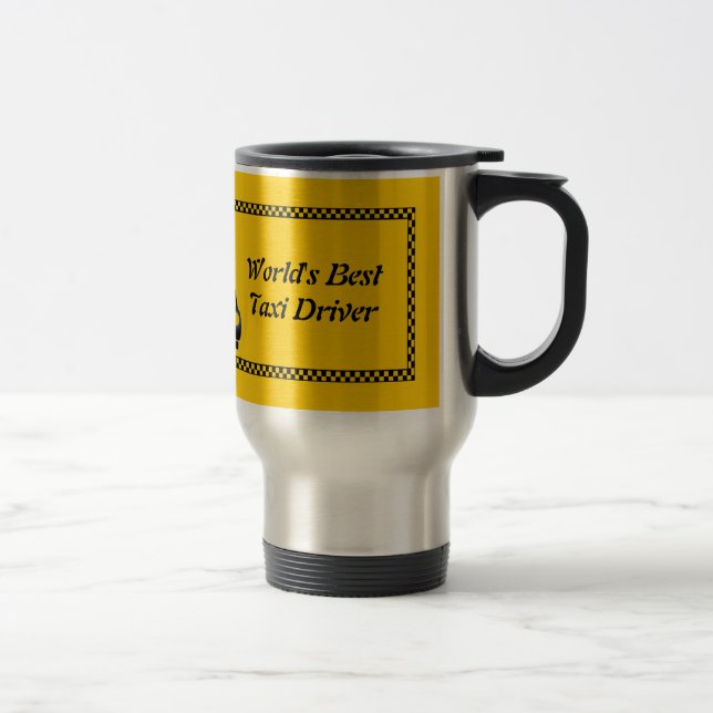 Worlds Best Taxi Driver Checkerboard Travel Mug (Right)
