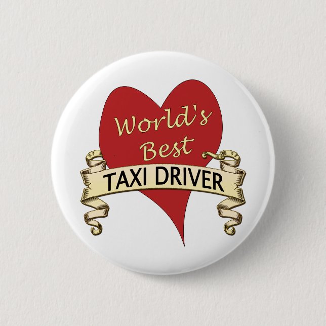 World's Best Taxi Driver Pinback Button (Front)