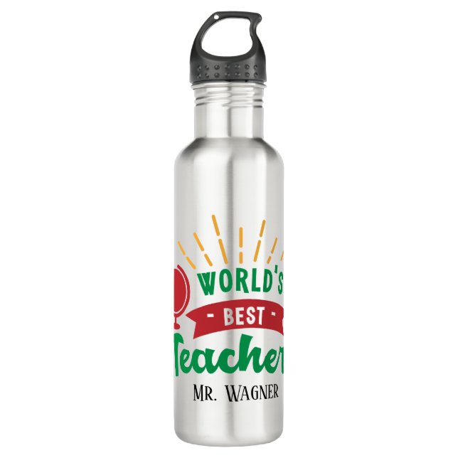 World's best Teacher add name Stainless Steel Water Bottle (Front)