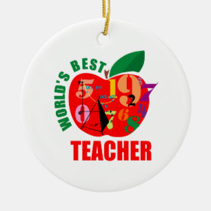 World's Best Teacher Apple Ceramic Ornament