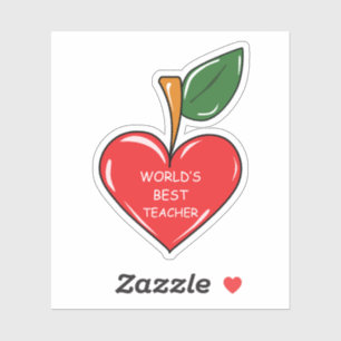 worlds best teacher apple fun sticker