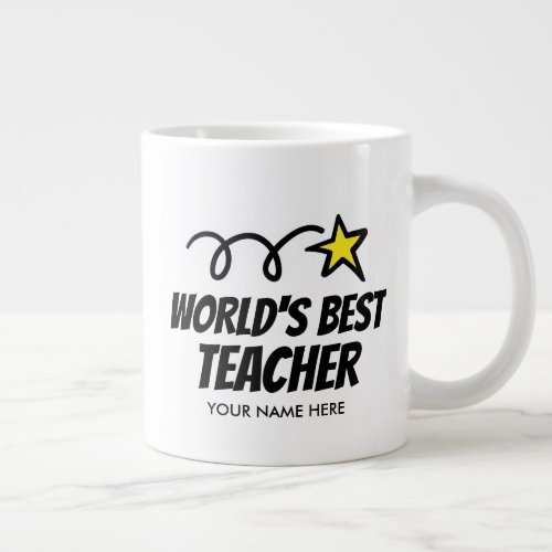 Worlds Best Teacher big giant jumbo mug gift