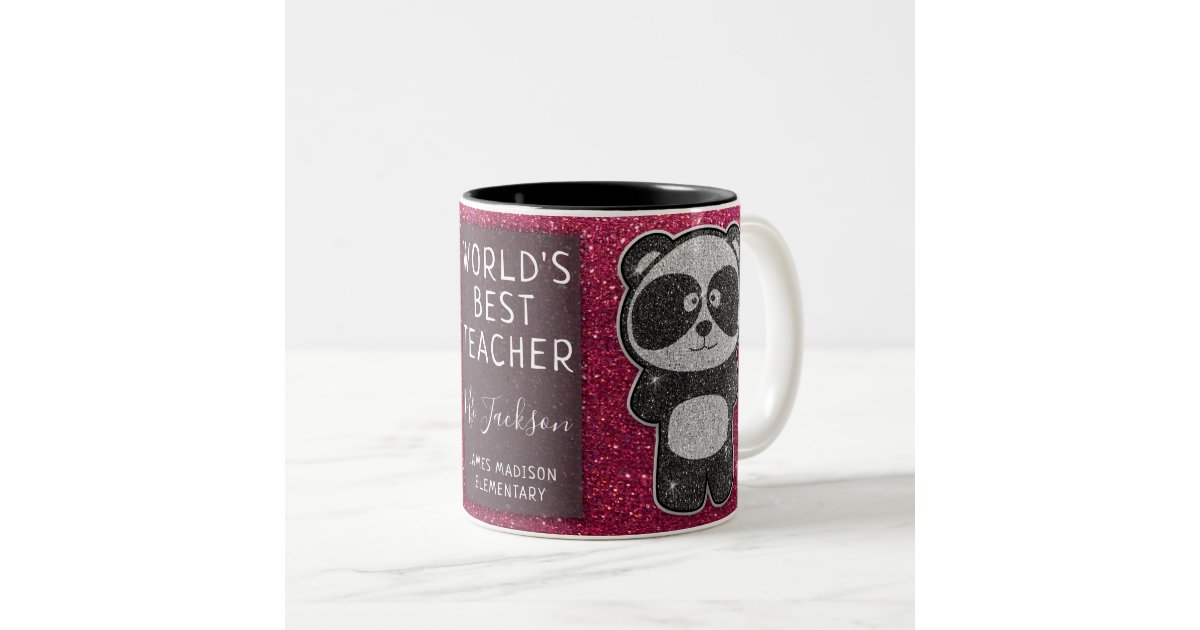 Blue Panda Large World's Best Teacher Coffee Mug White Ceramic Cup