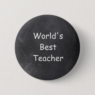 World's Best Teacher Chalkboard Design Gift Button