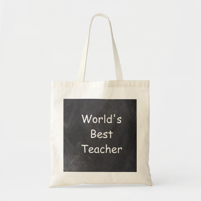 World's Best Teacher Chalkboard Design Gift Tote Bag (Front)