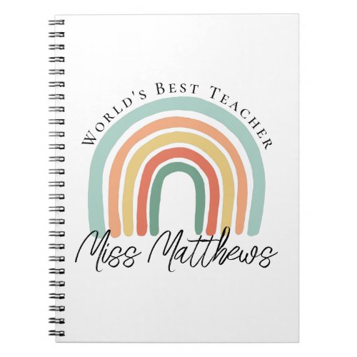 Worlds Best Teacher Elementary Rainbow Notebook