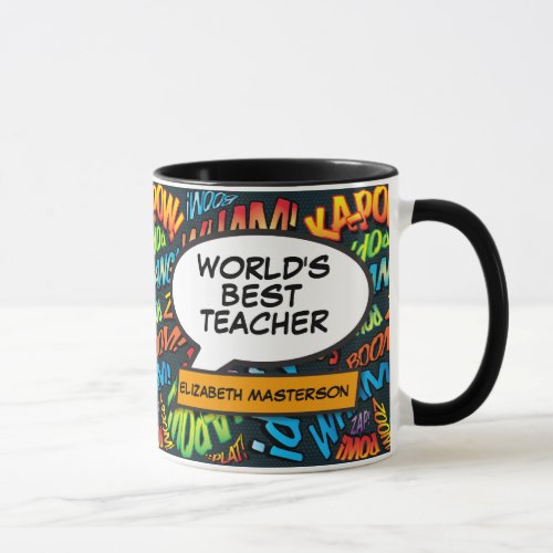 Worlds Best Teacher Fun Retro Comic Book Modern Mug