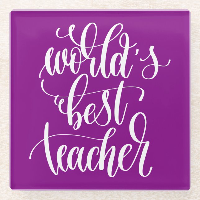 World's Best Teacher Glass Coaster (Front)
