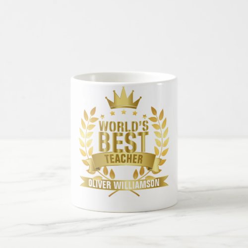 Worlds Best Teacher Gold 5 Star Coffee Mug