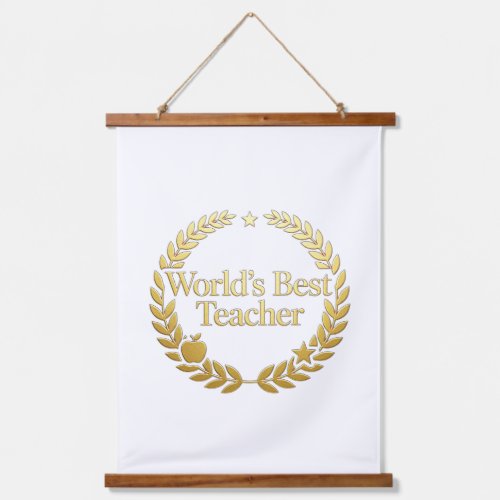 World's Best Teacher Gold Laurel Wreath Wall Clock Hanging Tapestry