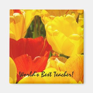 World's Best Teacher! magnet gifts Tulip Flowers