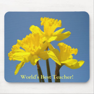 World's Best Teacher! mousepad Teachers Daffodils