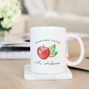 World's Best Teacher   Personalized Apple Coffee Mug