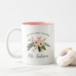 World's Best Teacher | Personalized Floral Two-Tone Coffee Mug