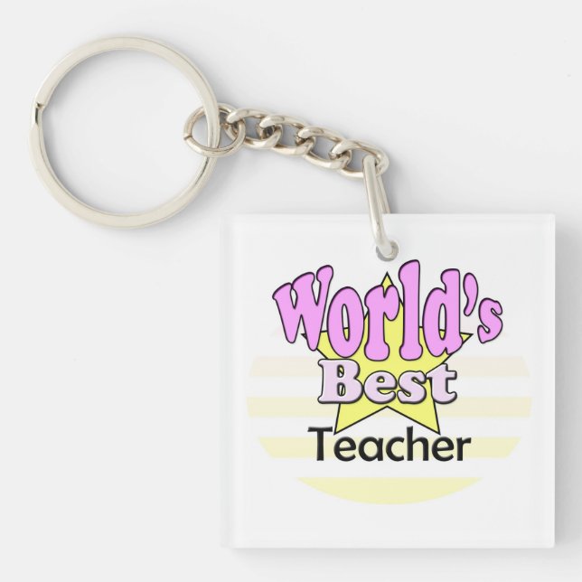 World's best Teacher (pink) Keychain (Front)