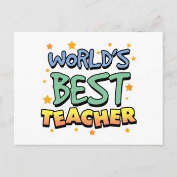 World's Best Teacher Postcard by teachertees at Zazzle