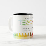 World&#39;s Best Teacher Rainbow Crayon Colors Gift Two-tone Coffee Mug at Zazzle