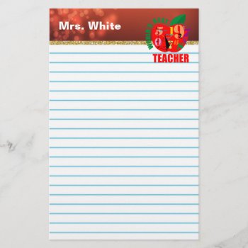 World's Best Teacher | Red Apple Bokeh Lined Paper by angela65 at Zazzle