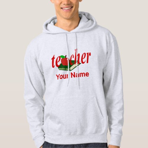 Worlds Best Teacher Red Apple Book Hoodie