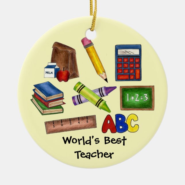 World's Best Teacher School Education Classroom Ceramic Ornament (Front)