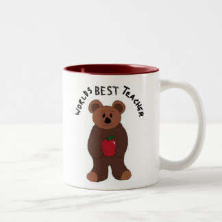 Worlds Best Teacher Teddy Bear Two-Tone Coffee Mug