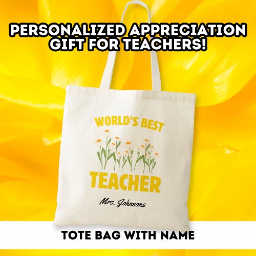 Worlds Best Teacher Thank You Custom Tote Bag