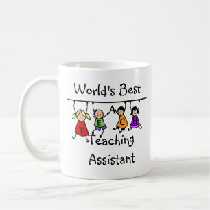 World's Best Teaching Assistant with Kids Cartoon Coffee Mug