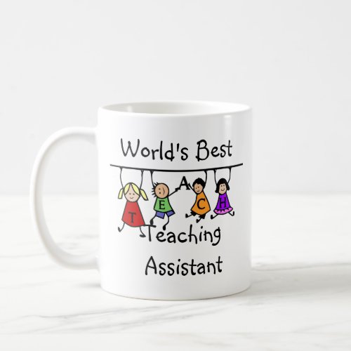 Worlds Best Teaching Assistant with  Kids Cartoon Coffee Mug