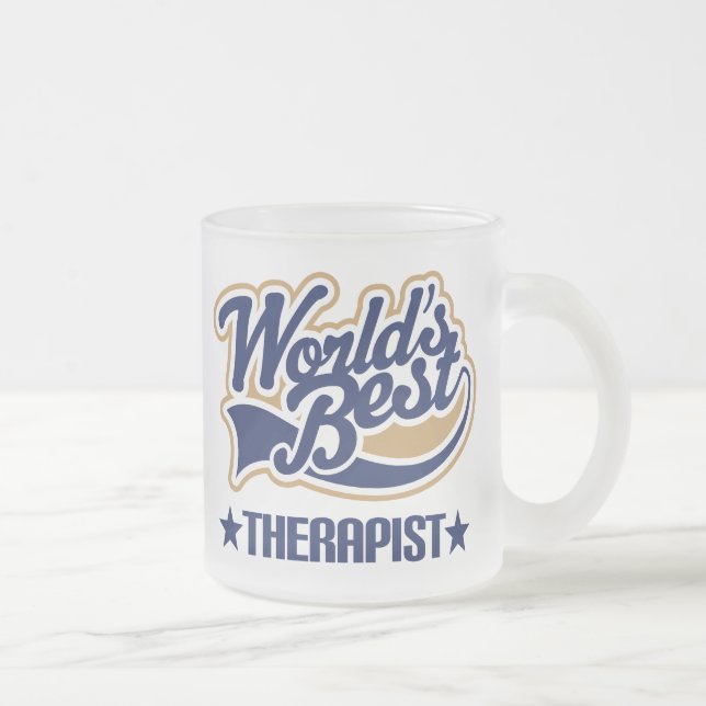 Worlds Best Therapist Frosted Glass Coffee Mug (Right)