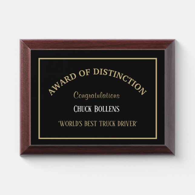 World's Best Truck Driver Award Plaque (Horizontal)