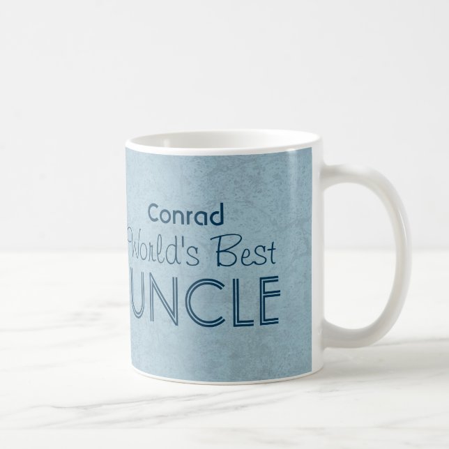 World's Best UNCLE Blue Grunge Custom Name V3 Coffee Mug (Right)