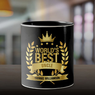 World's Best Uncle Fun Gold Black Two-Tone Coffee Mug