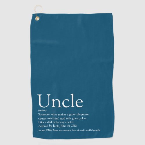 Worlds Best Uncle Funcle Definition Blue Golf Towel